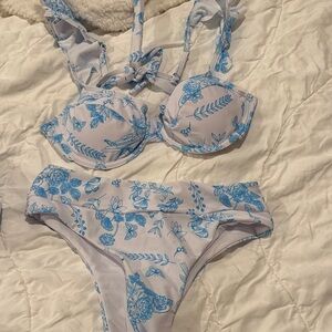 Blue Floral Bikini Set